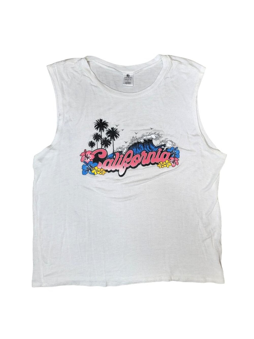 cozy rozy california crop muscle sleeveless tank top white pink size large